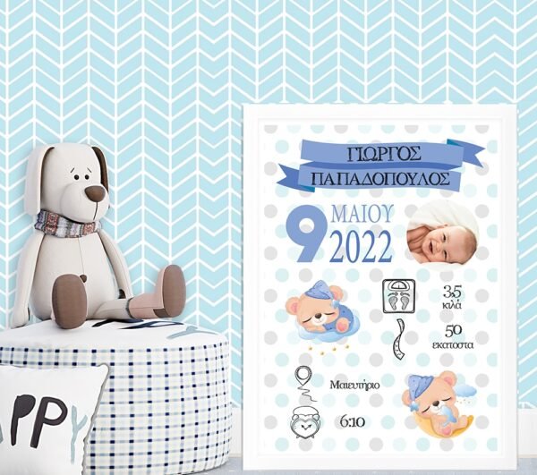 Καδράκι - Στοιχεία γέννησης μωρού