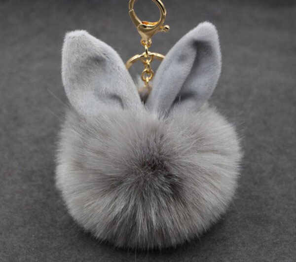 Μπρελόκ Pom Pom με αυτάκια - ΓΚΡΙ