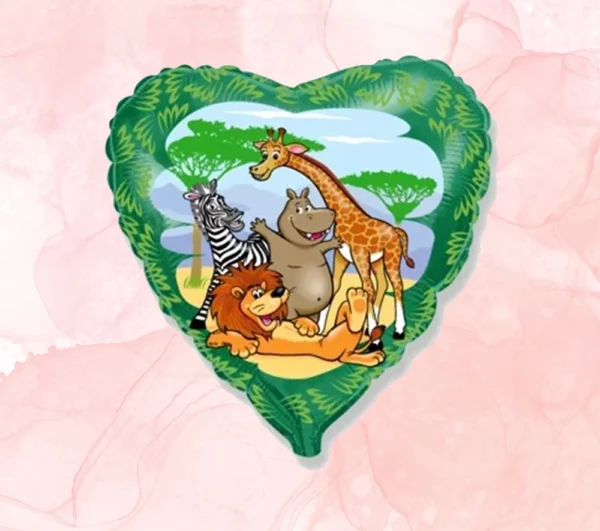 Μπαλόνι 18'' Καρδιά Ζωάκια της Ζούγκλας