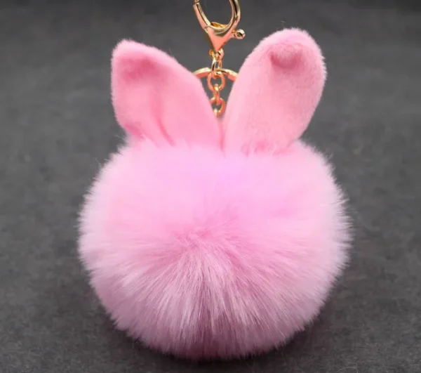 Μπρελόκ Pom Pom με αυτάκια - ΡΟΖ