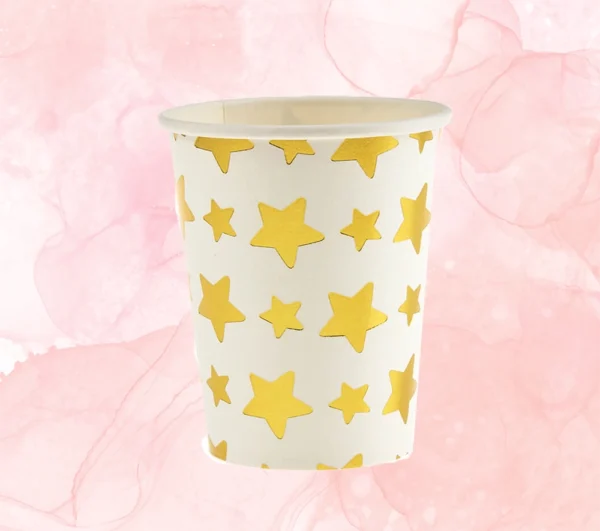Χάρτινα ποτήρια αστεράκια χρυσό 10τμχ