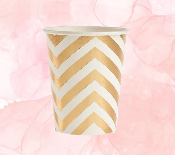 Χάρτινα ποτήρια chevron χρυσά 10τμχ