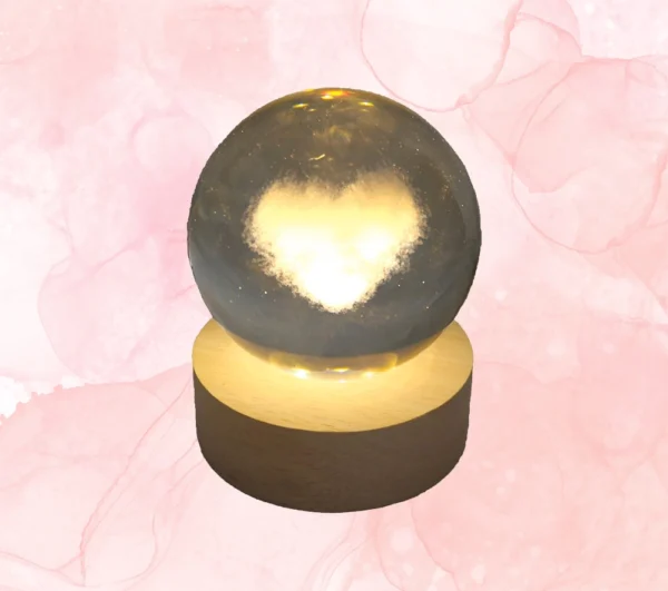 Γυάλα με χάραξη καρδιά και led